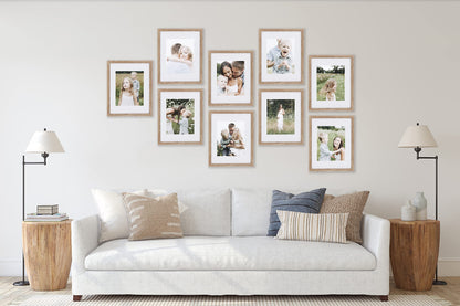 Sheffield Home 9 Piece Gallery Wall Frame Set, 11x14 Inch, Light Natural