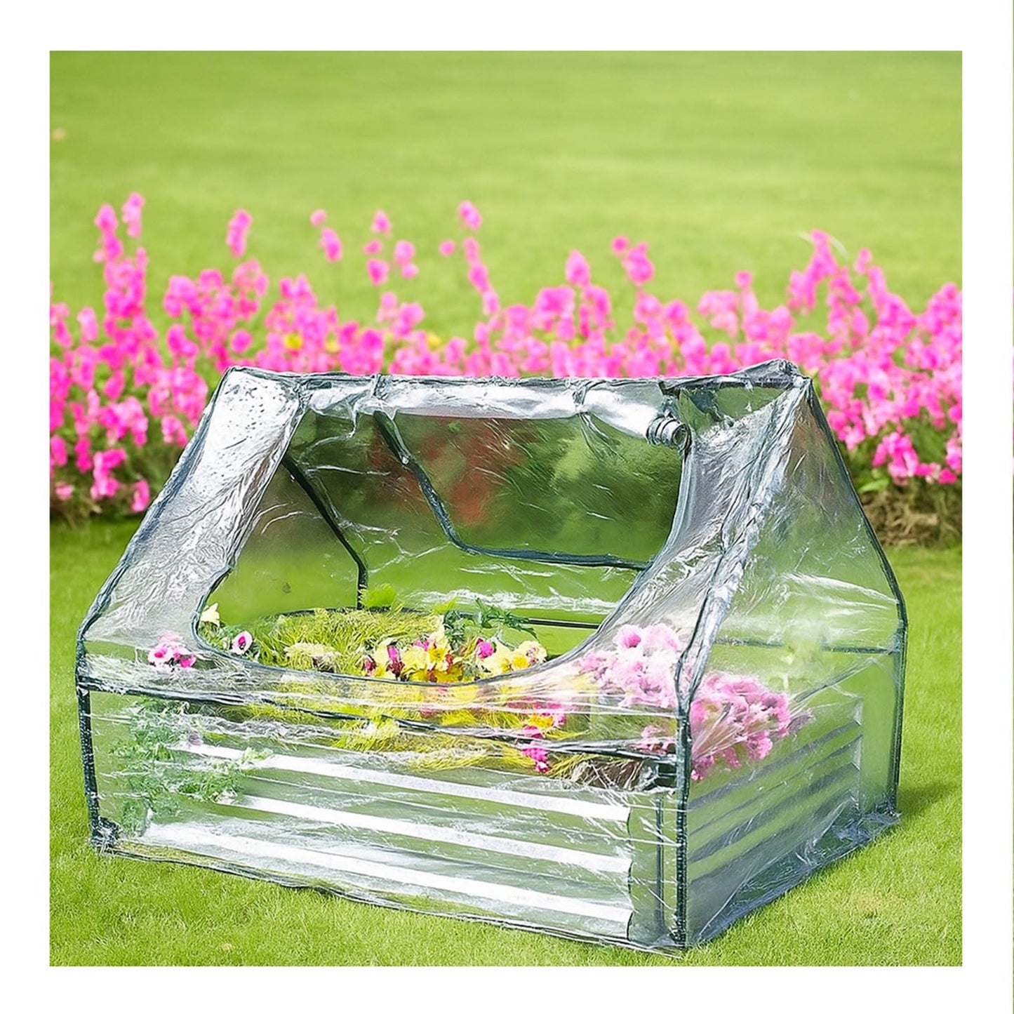 Sunvara Galvanized Raised Garden Bed with Cover 4x3x1ft Large with Gloves