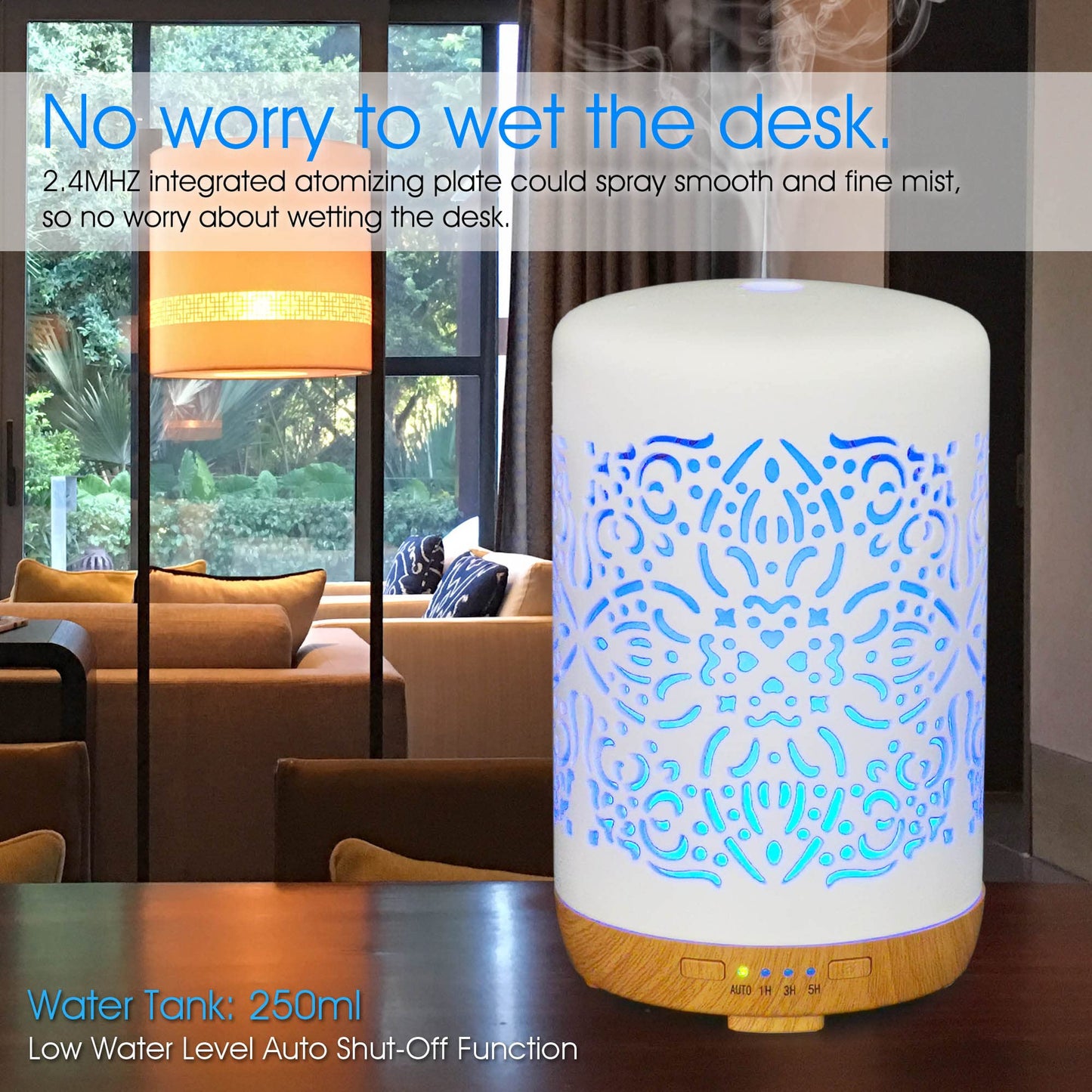 Earnest Living Essential Oil Diffuser White Ceramic Diffuser 100 ml Timers Night Lights and Auto Off Function Home Office Humidifier Aromatherapy Diffusers for Essential Oils