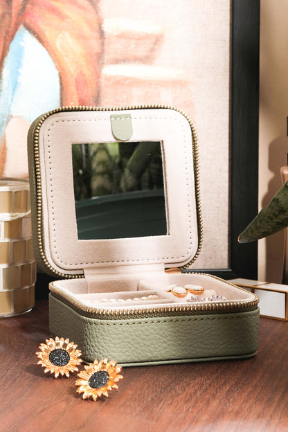 S.Leaf Travel Jewelry Organizer Boxes for Women Small Portable Necklace Earrings Bracelet Rings Travel Case Best Friend Birthday Gifts for Women Trendy (01_Lychee_Sage_Green)