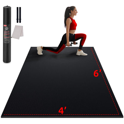 Large Exercise Mat for Home Workout,12‘x6’/10'x6'/9'x6'/8'x6'/7'x5'/6'x4' (7mm) Extra Thick Workout Mat, High-Density Gym Mat for Cardio, Jump Rope, MMA, Weights (Shoe-Friendly)