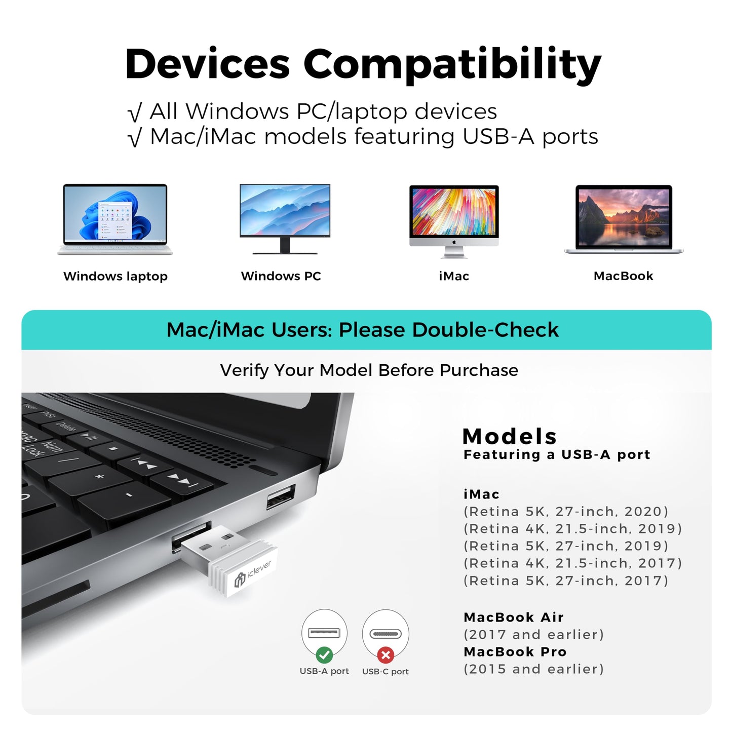 Wireless Keyboard and Mouse Set, iClever Keyboard and Mouse Rechargeable Full Size with Numeric Keypad, Energy Saving 2.4G USB Ultra Slim Silent Wireless for Mac OS/Windows/Computer/Laptop