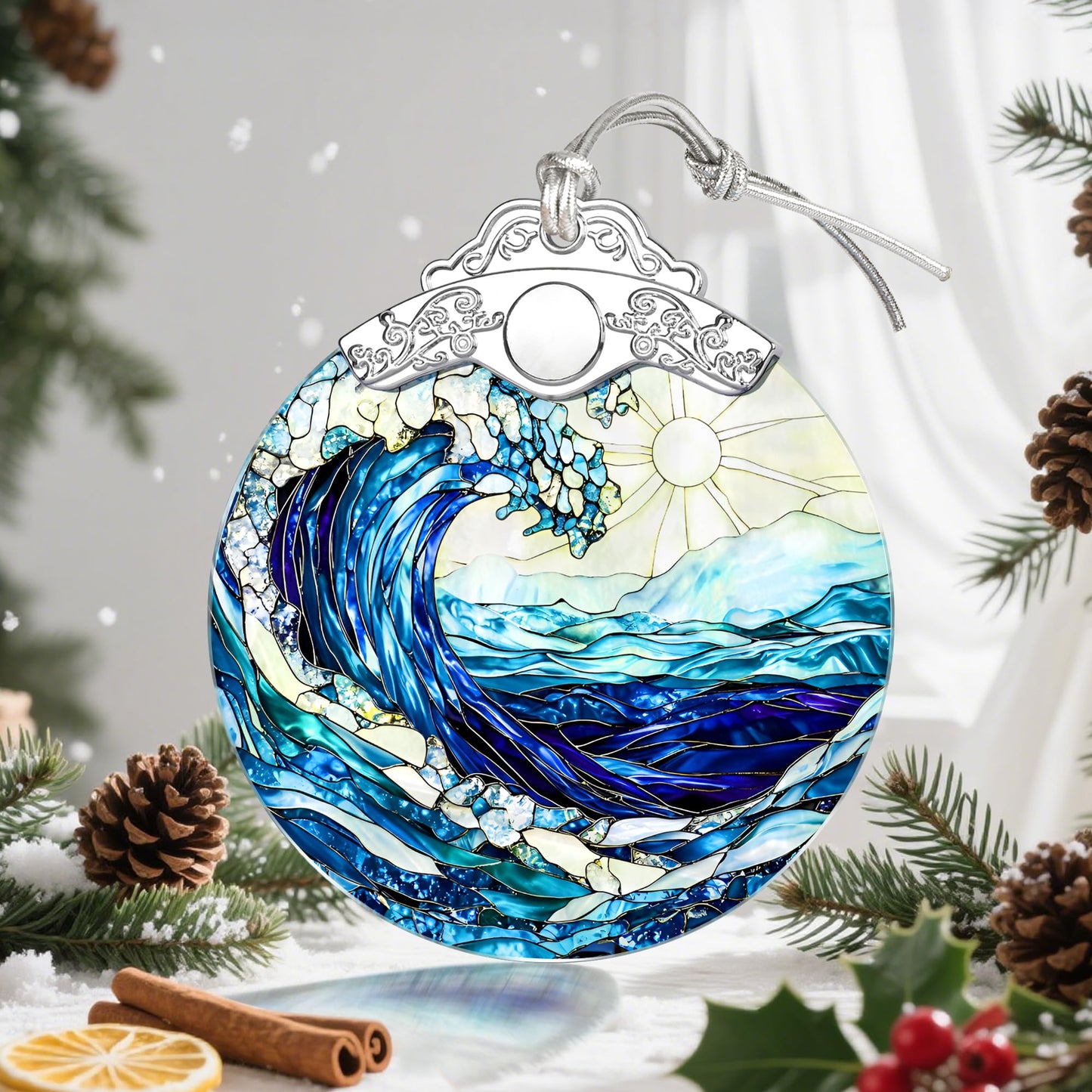 Christmas Ornaments, Christmas Tree Decorations, Keepsake Ornaments, Holiday Decor, Holiday & Xmas Gifts, Gifts for Ocean Lovers & Nature Lovers - Ocean Waves-Theme ﻿