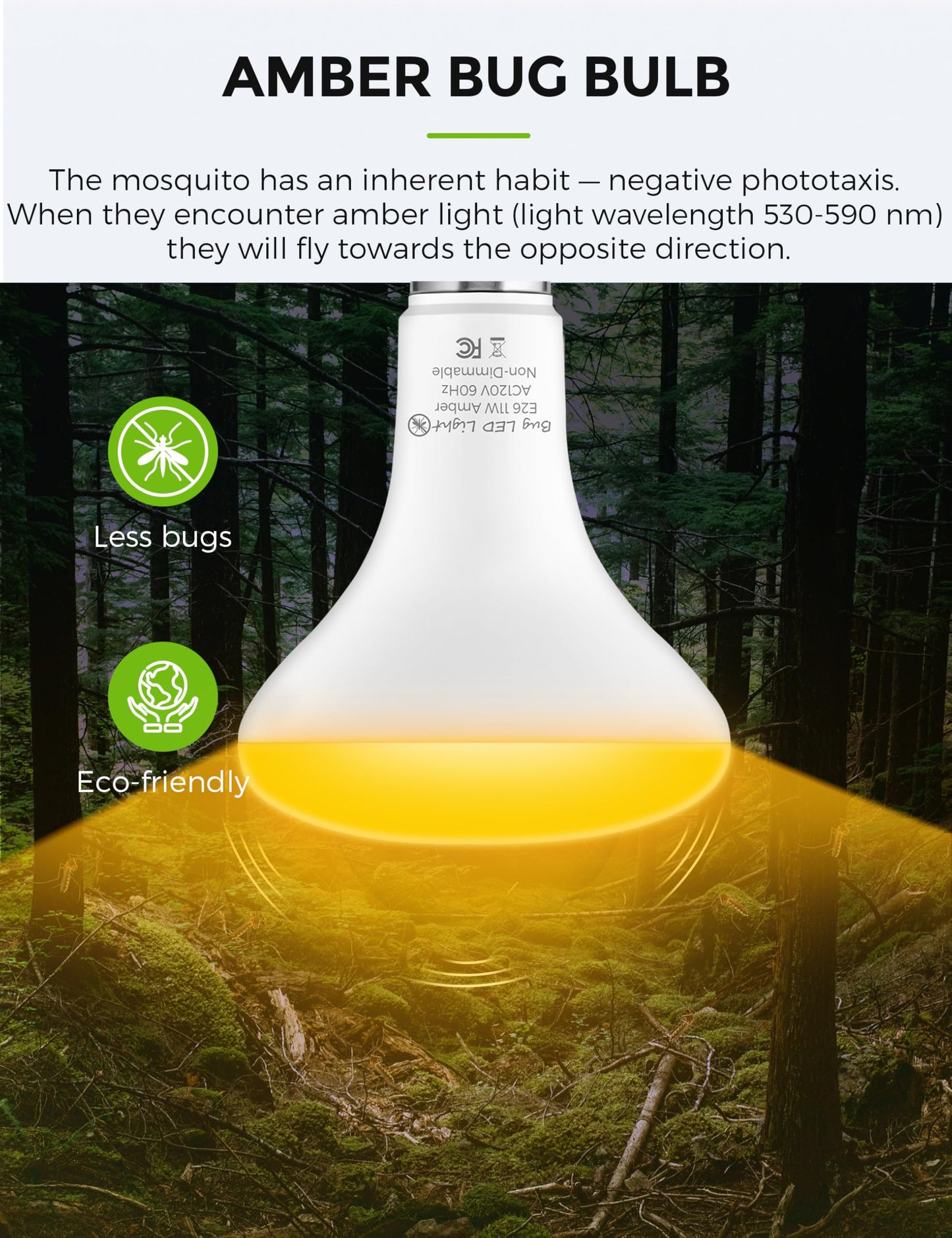 L LOHAS LED Yellow Bug Light Bulbs Outdoor, 65W Equivalent BR30 Bug Flood Lights for Outside, Non-Attracting, 11W Amber Porch Lights, E26 Base, Non-Dimmable, for Patio Deck Backyard, 3 Pack