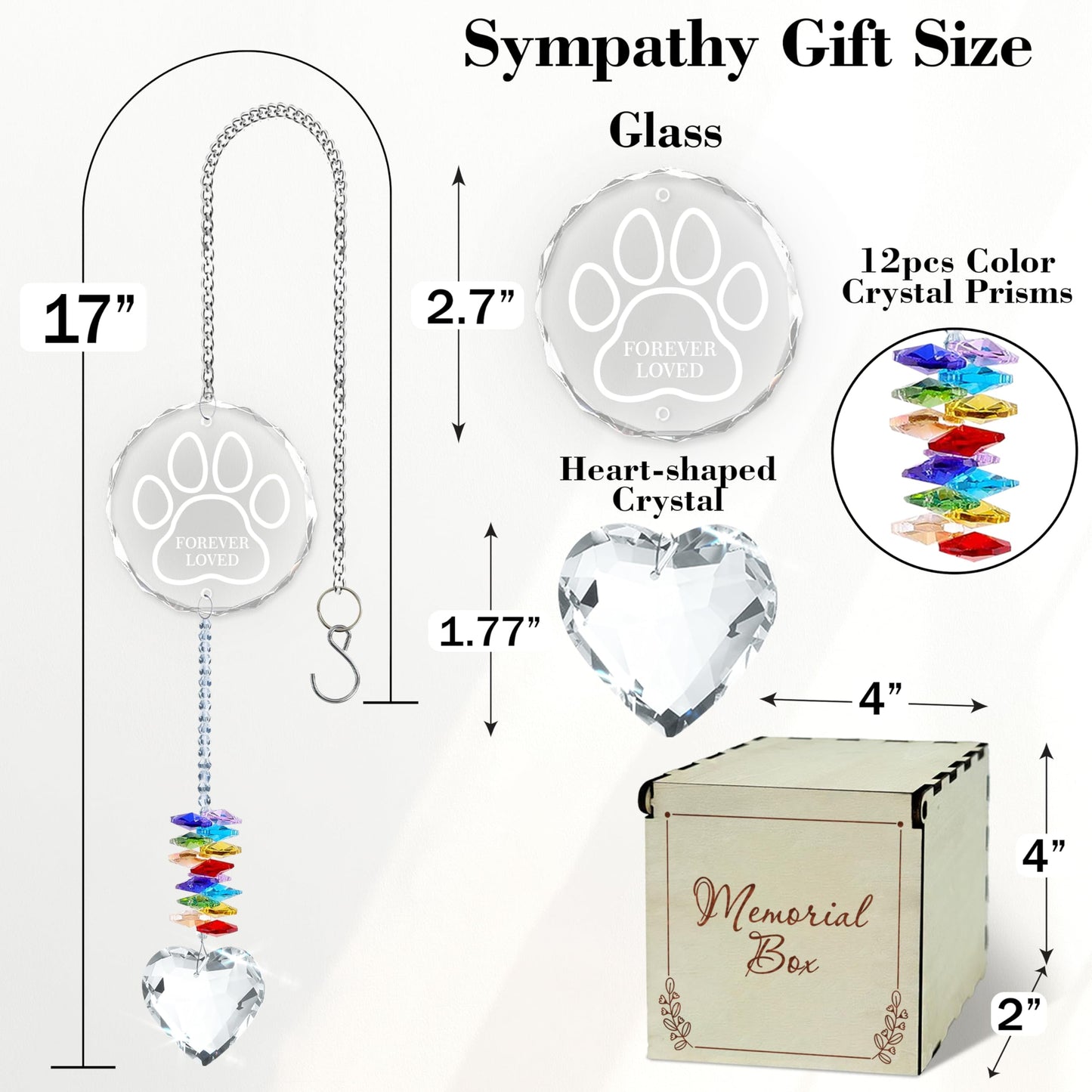 Pet Crystal Memorial Suncatcher, Rainbow Bridge Sympathy Gift for Loss of Dog, Cat, Thoughtful Gift for Pet Passed Away, Crystal Ball Window Hanging Suncatcher for Remembrance PS117