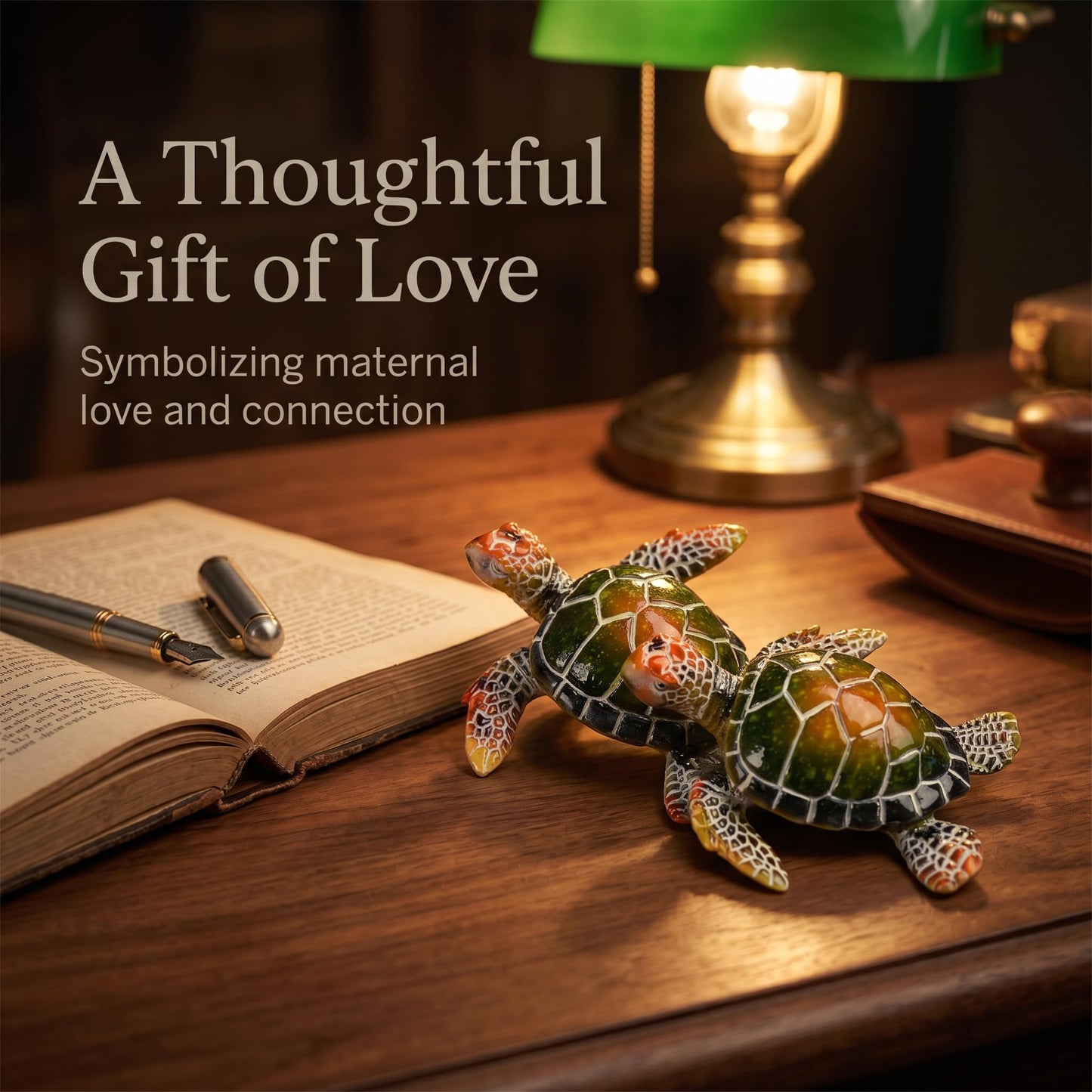Brizoria Sea Turtle Collectible Figurines Mini Turtles Statue Ocean Decor Resin Beach Themed Room Decor Coastal Decorations for Home, Green