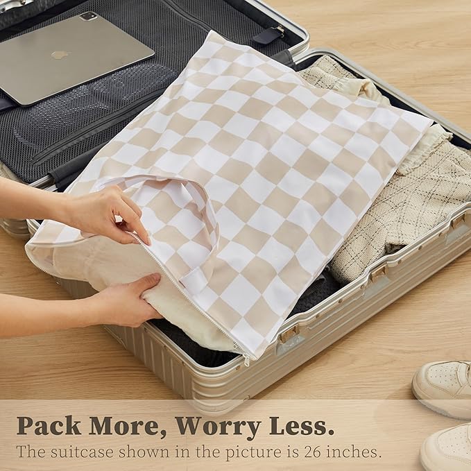 Checkered 2 Pcs Large Travel Laundry Bags