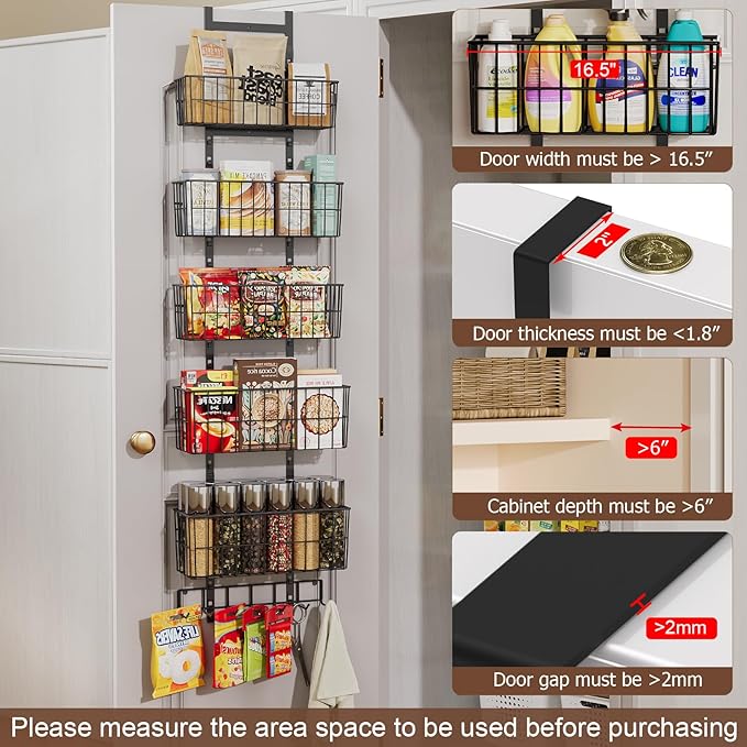 Adjustable Over The Door Organizer, Metal Hanging Door Organizer