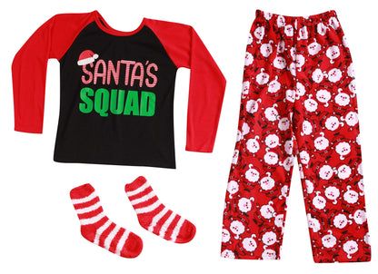 #followme Womens Microfleece Pajamas Set, Family Pajamas, Santa Squad, Large