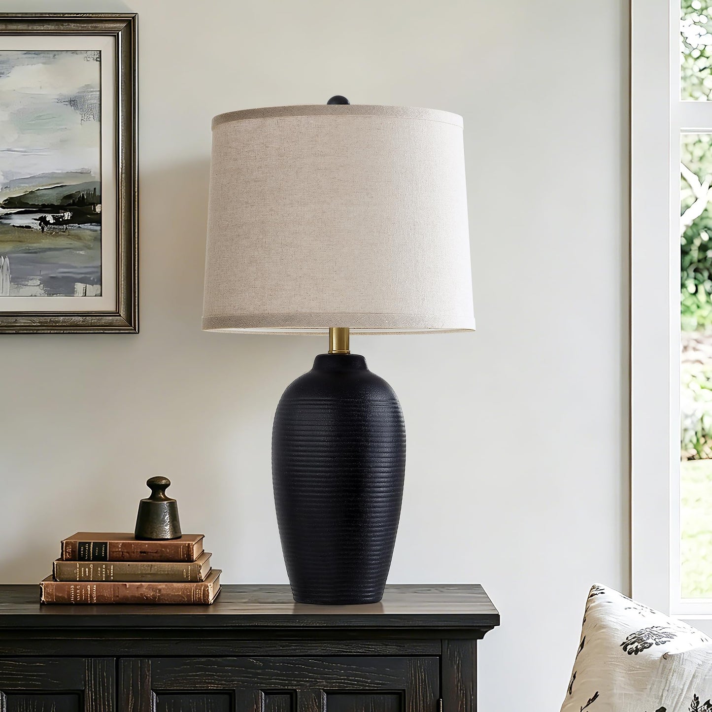 AIEAMPDO 25" Retro Vintage Ceramic Table Lamp for Living Room Bedroom