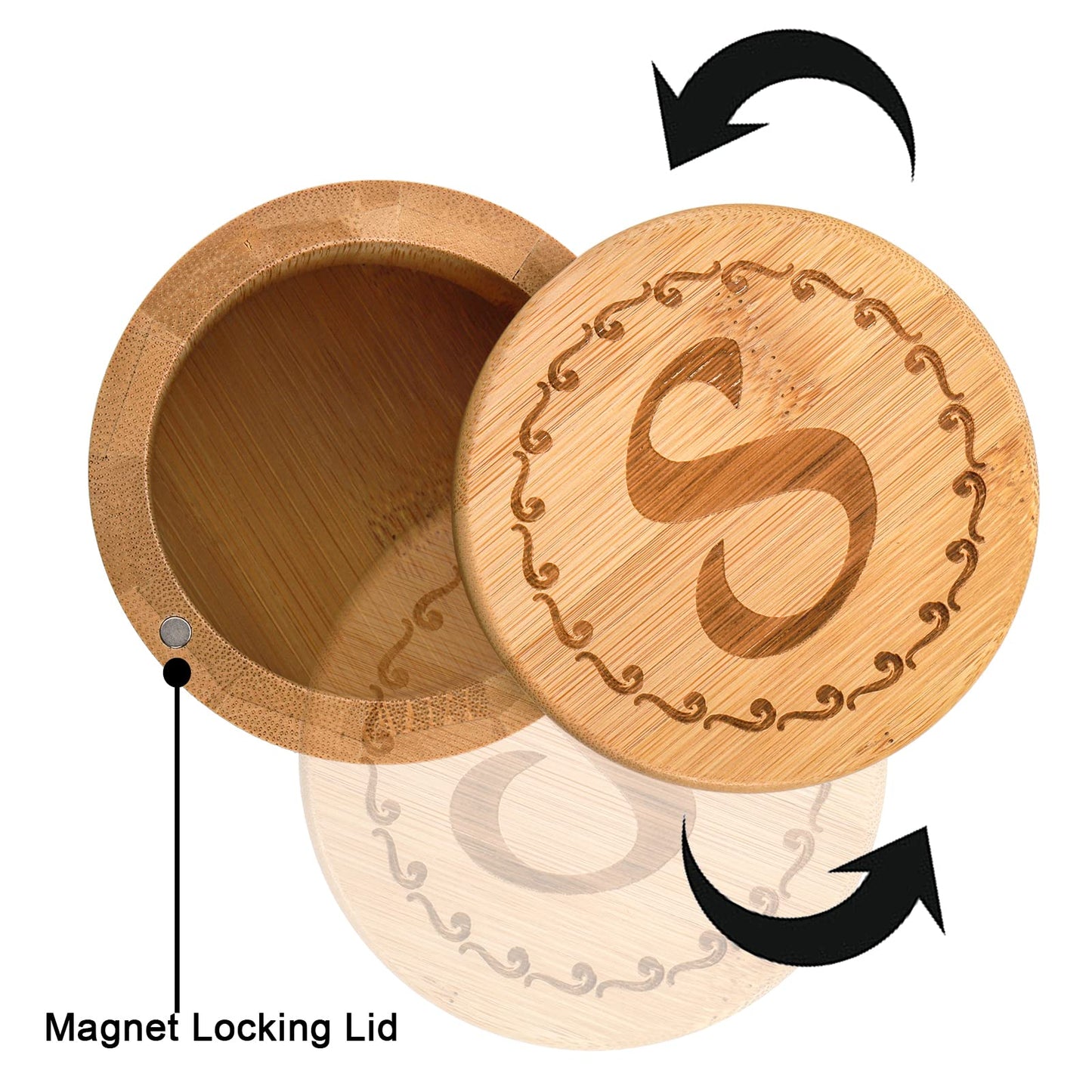 Tosnail 2 Pack Bamboo Salt and Pepper Holder Box with 2 Spoons, Spice Jars Containers, Seasoning Storage Box with Swivel Lid and Magnet Lock - 6 oz Capacity