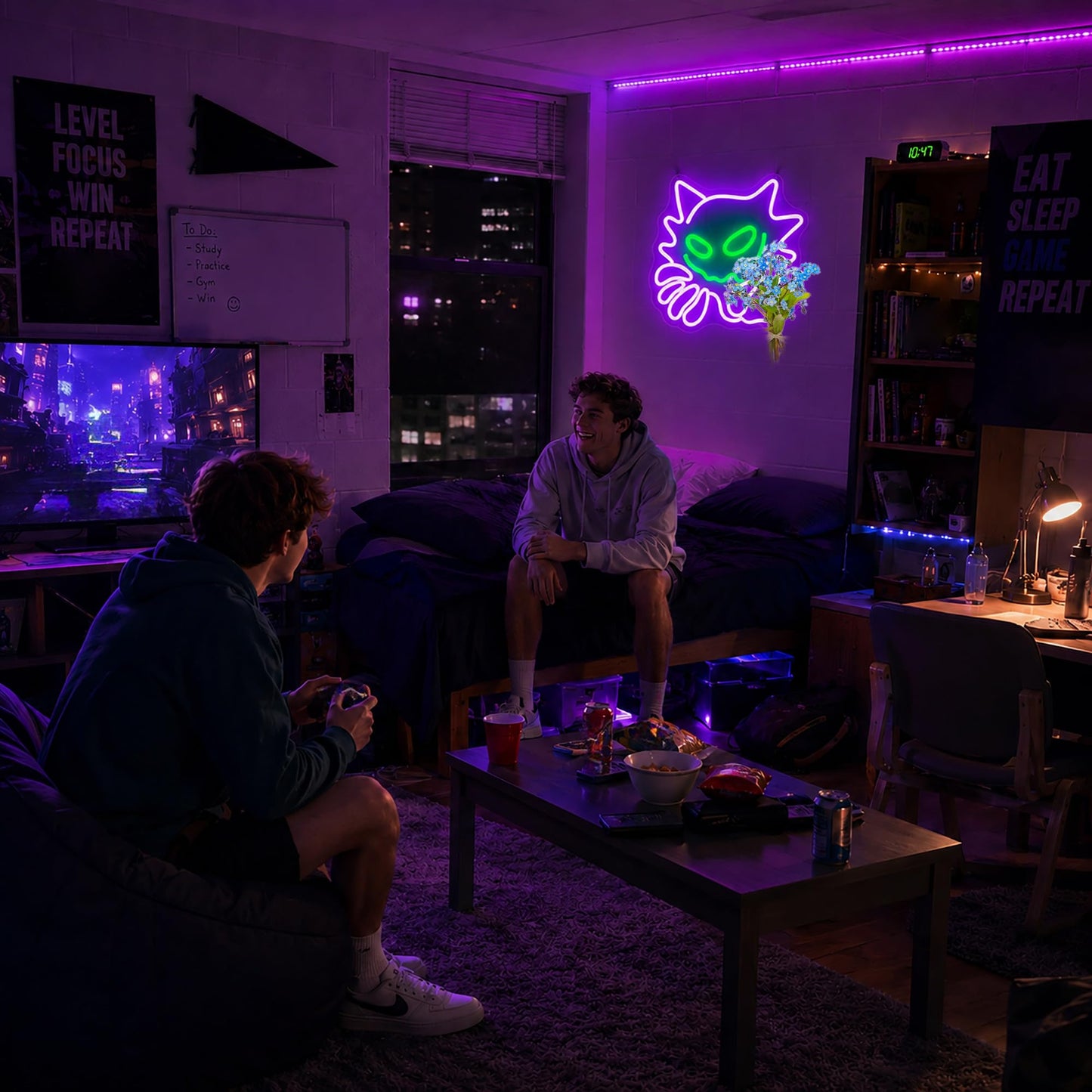 Bkuupau Neon Sign, Anime Neon Signs for Wall Decor LED Light up Signs Home Decor for Bedroom, Man Cave, Gaming Room, Party, Club, Pub, Bar Decoration Christmas Halloween Easter Gift USB Operated