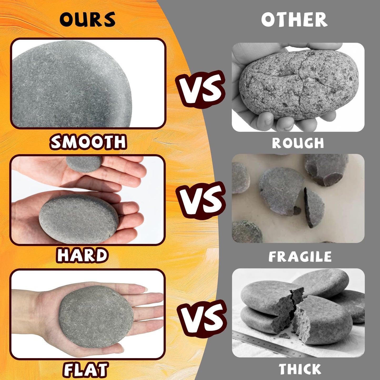 Reeplan 16PCS Rocks for Painting, 3-4 Inches Natural Smooth River Rocks for Painting, Flat Stones for Crafts and Decorations, Kindness Stones for DIY Arts(16)