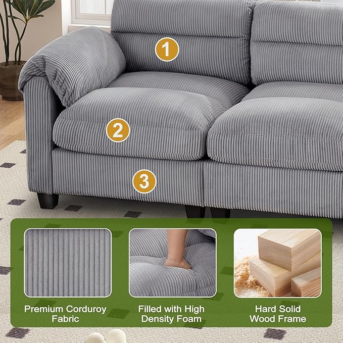 HAOMARKETS Corduroy Sofa Set, Upholstered Armchair and Loveseat Sofa Set of 2