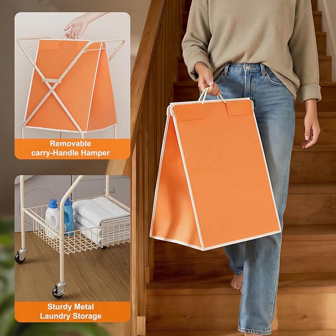 Convenient Laundry Basket with Wheels, Heavy Duty Dirty Clothes Laundry Hamper