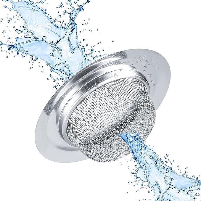 2Pcs Kitchen Sink Strainer, Stainless Steel Mesh Sink Drain Cover, Large Wide