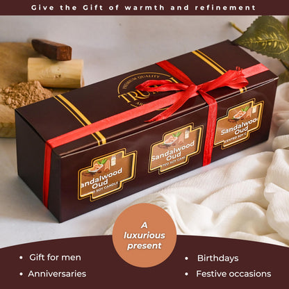 Sandalwood Oud - Scented Candles for Men - Pack of 3 x 5oz Natural Soy Clean Organic Non Toxic - Masculine Scent Gifts - Candel for Home Bedroom Bathroom Apartment Room Décor - New House Essentials