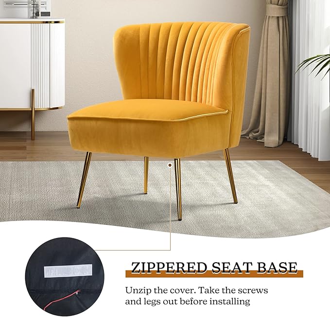 HULALA HOME Velvet Accent Chair, Modern Upholstered Cute Side Chair