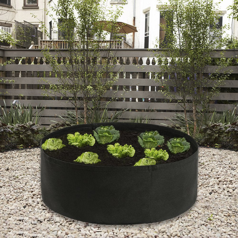 TITA-DONG Round Fabric Garden Plant Bed,50 Gallon Garden Fabric Grow Bag,Garden Vegetable Bed Planting Container Planter for Plants, Flowers, Vegetables (Black, 15 Gallon)