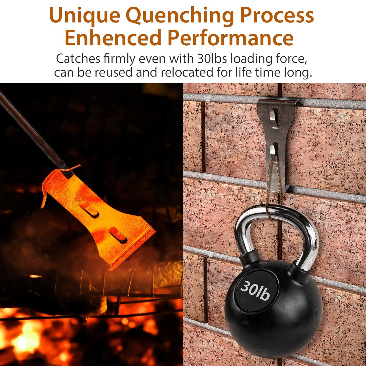 Brick Hook Clips for Hanging Outdoors, Brick Hangers for Brick Wall Hanging No Drill and Nails, Heavy Duty Brick Siding Clips Wall Hangers Fits Standard Brick 2-1/4" to 2-3/8" in Height (24, Standard)