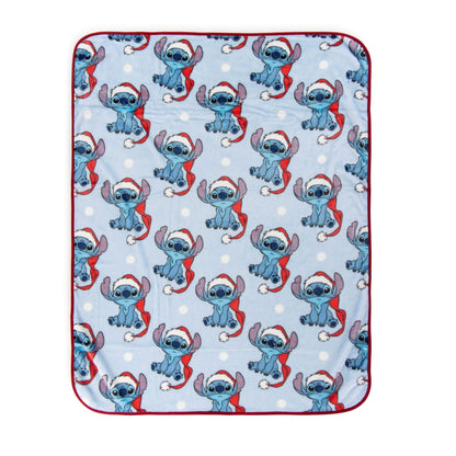 Jay Franco Santa Hat and Throw Set – 2-Piece 17" Inch Holiday Hat and 40" x 50" Inch Ultra-Soft Plush Fleece Blanket Gift Set, Official Licensed Product, Blue - Stitch