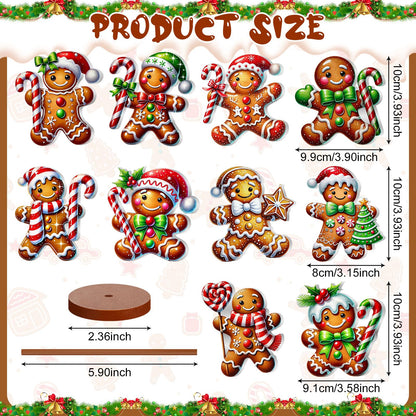Geelin 10 Pcs Christmas Gingerbread Table Decoration Wooden Gingerbreads Centerpiece for Table Gingerbreads Theme Birthday Party Decor Gift for Xmas Holiday Winter Desk Home Office Party Decor