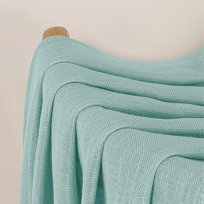Chyhomenyc Extra Long Aqua Green Semi Sheer Curtains 108 Inches Long 2 Panels
