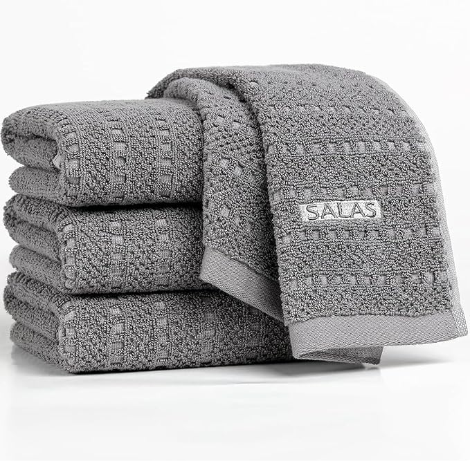 SALAS Kitchen Dish Towels, Bulk Cotton Kitchen Hand Towels, 390 GMS Plaid Dish