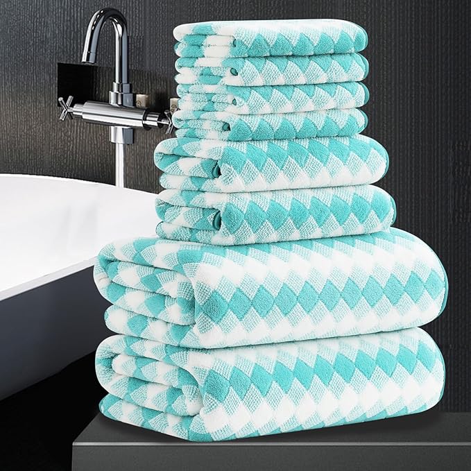 8 Piece Bathroom Towel Set |2 Oversized Bath Towels, 2 Hand Towels, 4