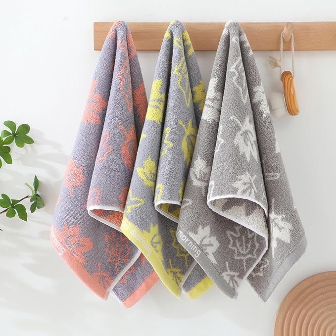 2 Pack Decorative Maple Leaf Hand Towels Cotton, Soft Highly Absorbent Bathroom