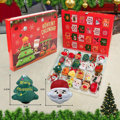 Christmas Advent Calendar, Christmas Gift 2025, Christmas Countdown Calendar Ornaments， 24 Piece Set Plush Christmas Ornaments， Angel Santa Claus Snowman Reindeer Mini Christmas Tree Ornaments