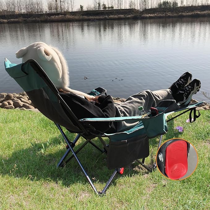 Reclining Camping Chair with Removable Footrest Lounge Chair with Headrest