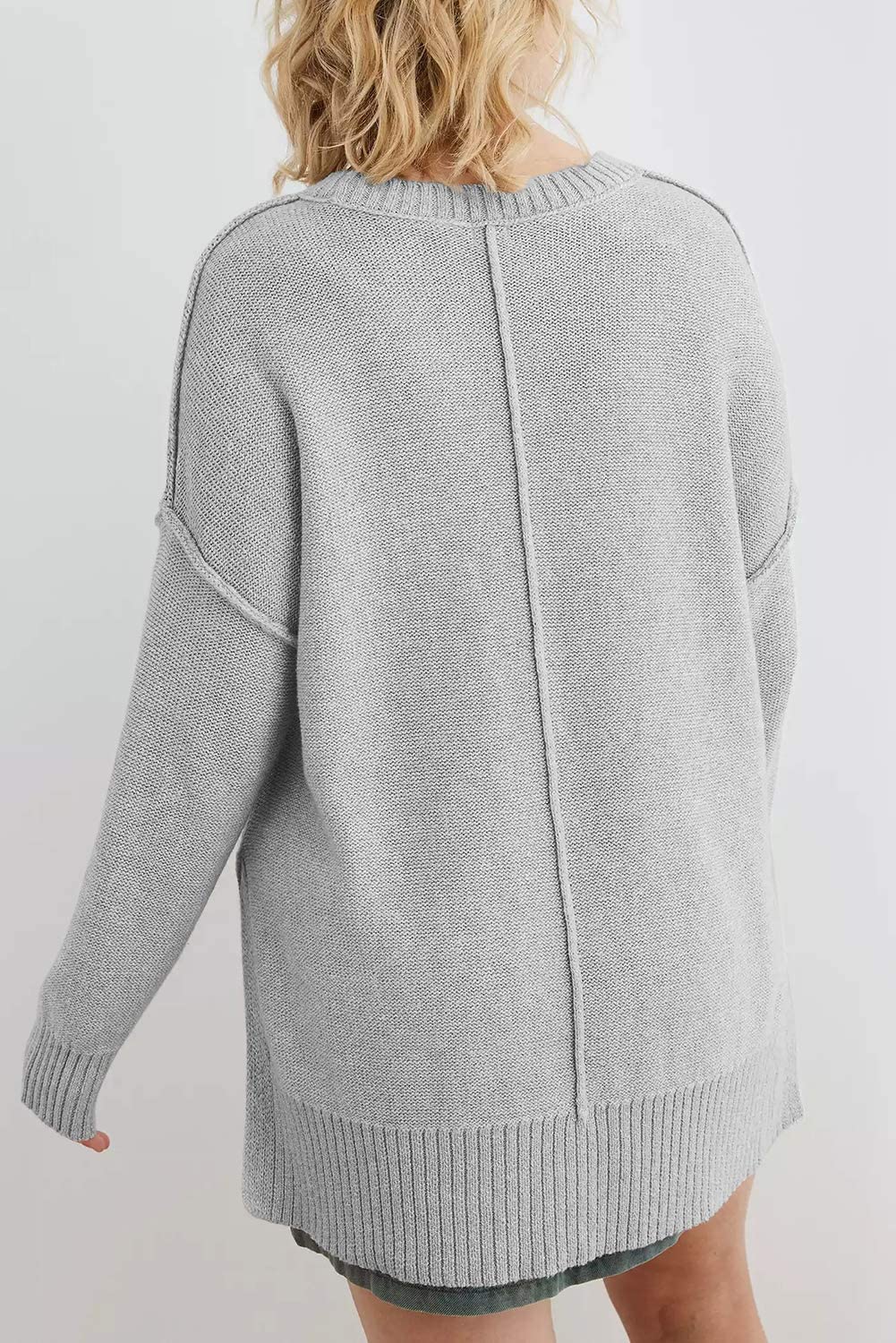 MEROKEETY Women's 2025 Fall Winter Oversized Pullover Sweater Casual Loose Crew Neck Long Sleeve Side Split Jumper Tops