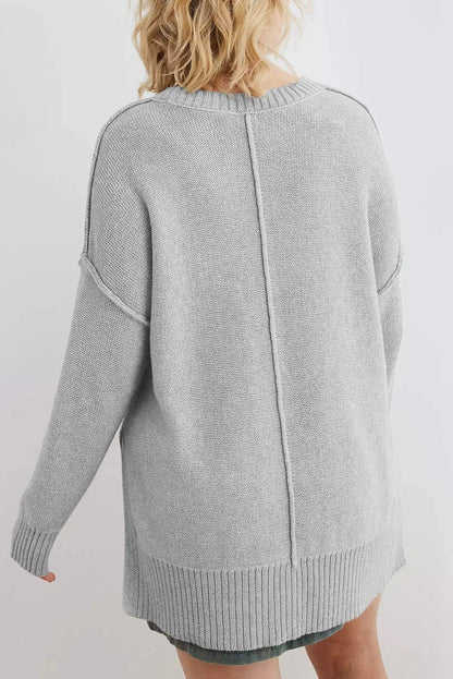 MEROKEETY Women's 2025 Fall Winter Oversized Pullover Sweater Casual Loose Crew Neck Long Sleeve Side Split Jumper Tops