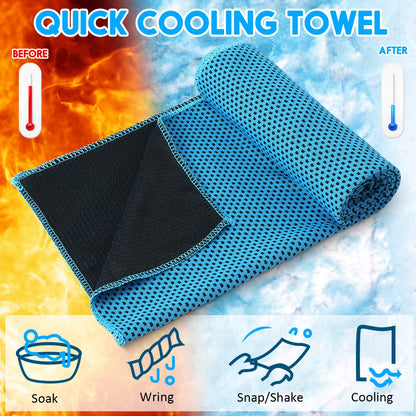 Redbaker 20 Pack Cooling Towel for Neck and Face Hot Weather 40'' x 12'' Soft Breathable Chilly Ice Towel with Bag Microfiber for Yoga Gym Men Women Workout Travel Camping(Light Blue)