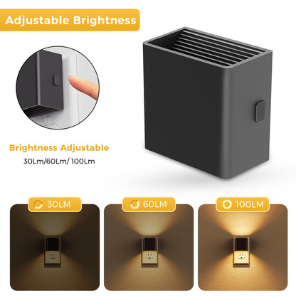 L LOHAS LED Night Lights Plug into Wall,[2-Pack] Plug in Night Light with Dusk to Dawn Sensor,Brightness Adjustable,3000K Warm White,Dimmable Nightlight for Adults Bathroom Hallway Kitchen