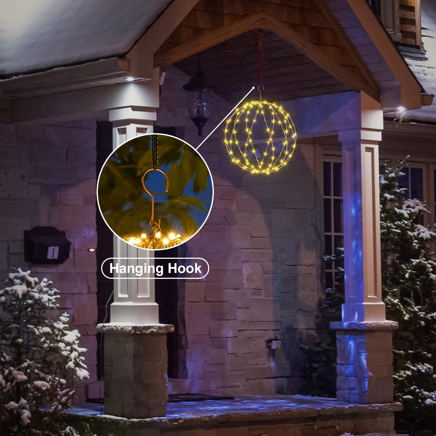 Lightshare 248LED 12IN+16IN+20IN Light Ball Yard Decoration Pathway Lights White Sphere Light Fold Flat Metal Frame Indoor Outdoor Waterproof Garden Lights, Plug in(Set of 3)