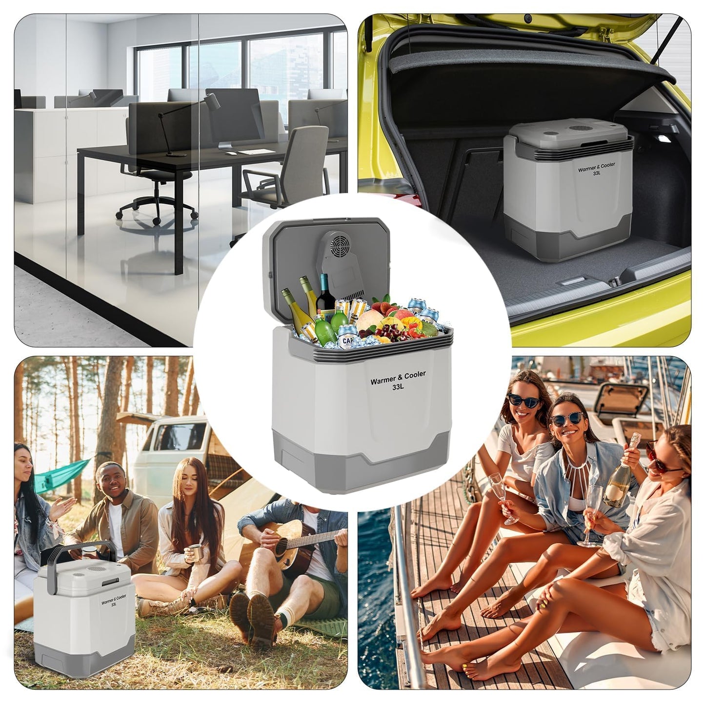 STMHOM 35QT Electric Cooler, Portable Car Refrigerator & Plug-In Cooler with 12V DC & AC Power, Travel Cooler for Camping, Road Trips, Truck Travel & Home Use, car fridge with Locking Handle