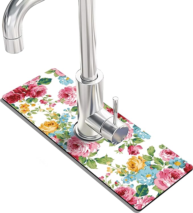 Kitchen Sink Splash Guard Faucet Mat -2 PC Super Absorbent Fast Drying Mat Sink