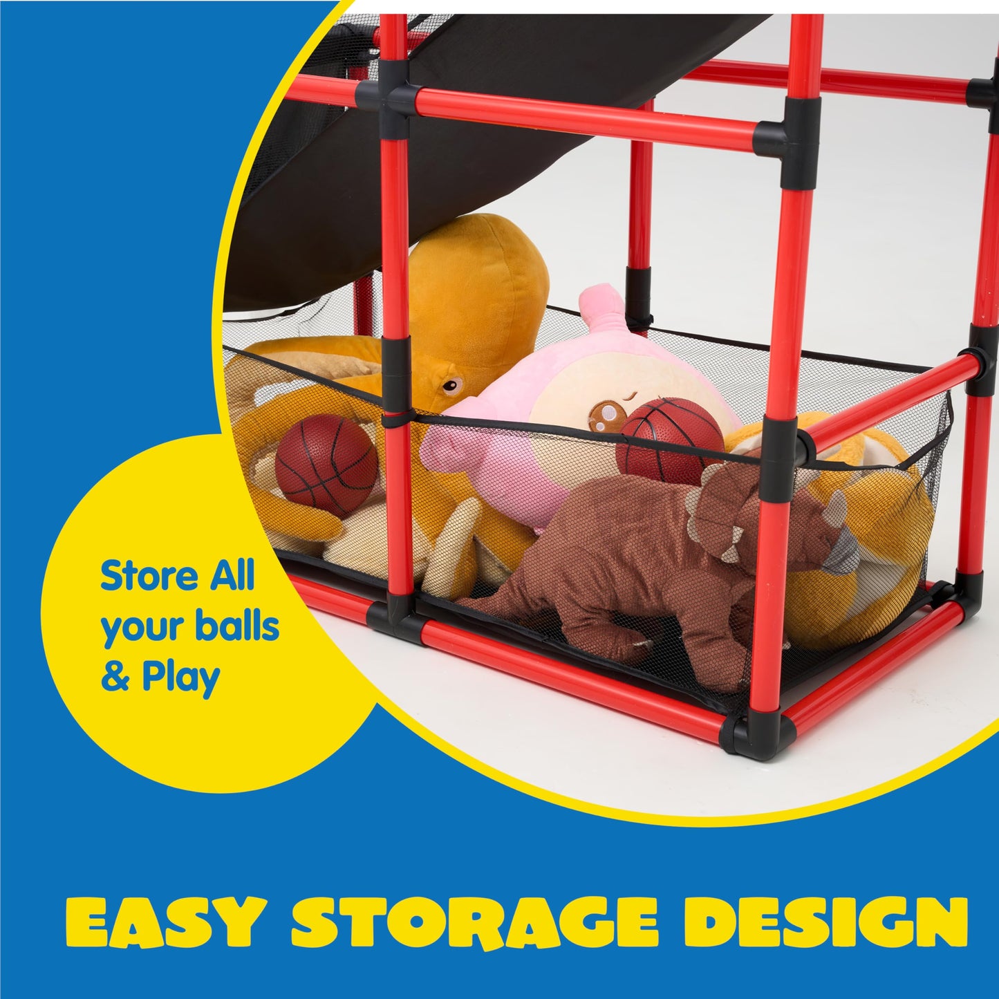 JOYIN Arcade Basketball Game Set with 4 Balls and Hoop for Kids 3 to 12 Years Old Indoor Outdoor Sport Play - Easy Set Up - Air Pump Included - Ideal for Competition