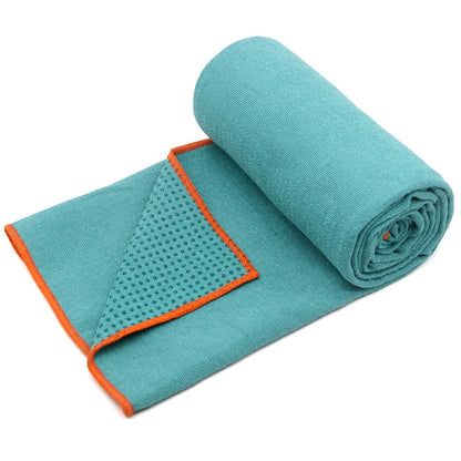 Eunzel Hot Yoga Towel - Microfiber Non Slip Yoga Mat Towel with Grip Dot Sweat Absorbent Towel for Hot Yoga, Pilates and Fitness 72" x 24", Dark Cyan/Orange