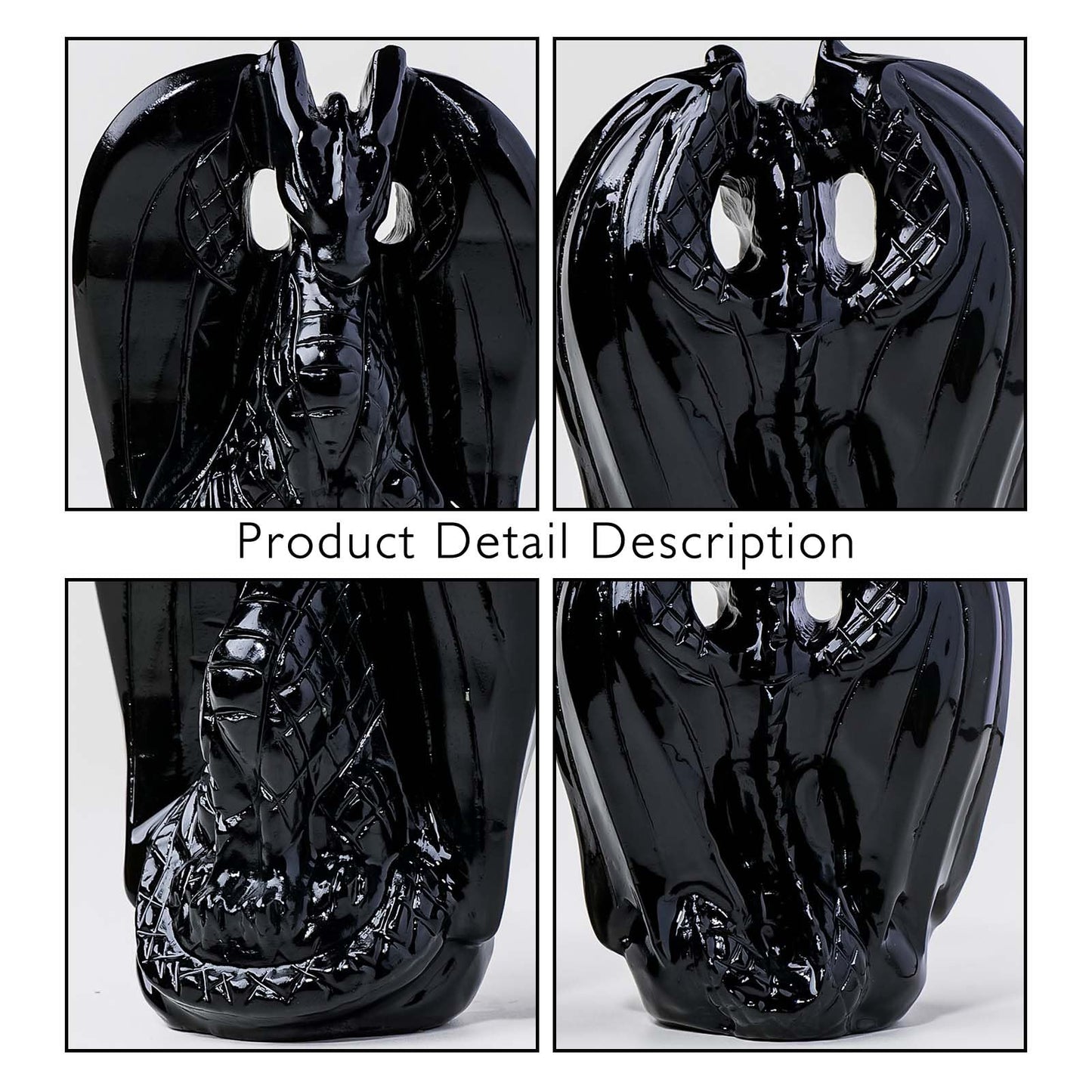 Apengshi Dragon Statue Natural Obsidian Crystal Animal Figurine, Decorative Collectible Sculpture for Home, Office, Desk, Gift for Teen Men Women (Obsidian)
