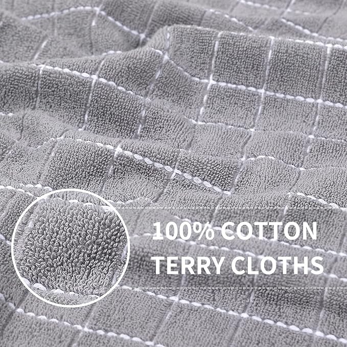 Homaxy 100% Cotton Terry Kitchen Towels, Checkered Designed, Soft and Super