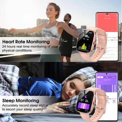 Smart Watch, 1.91" HD Screen Smartwatch for Men Women(Answer/Make Call), Fitness Watch with Heart Rate/Sleep Monitor/Steps Monitor, 110+ Sports Modes, IP68 Waterproof Activity Trackers Pink