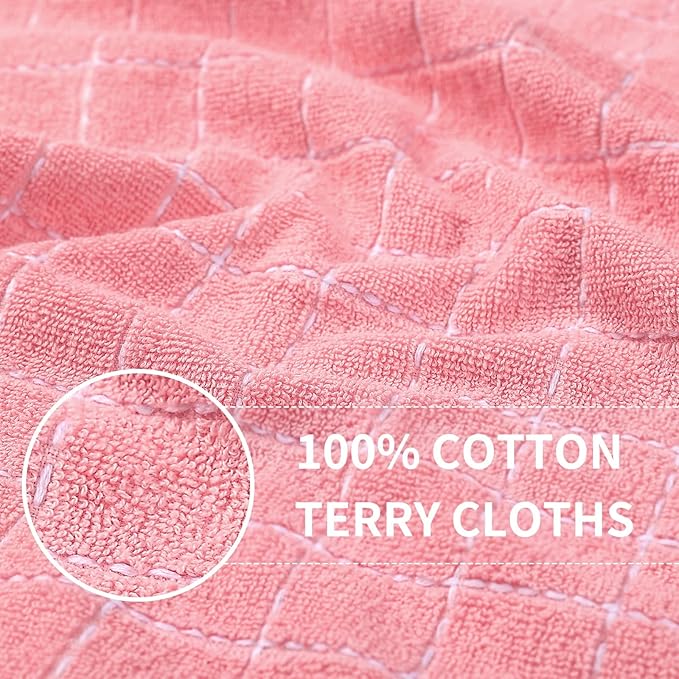 Homaxy 100% Cotton Terry Kitchen Towels, Checkered Designed, Soft and Super