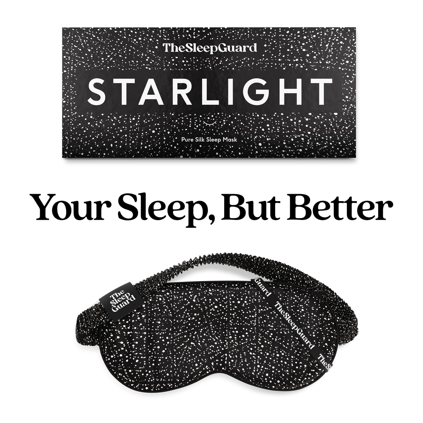 TheSleepGuard Pure Silk Sleep Mask [100% 6A Mulberry Silk, 22 Momme] Light Blocking Travel Essentials. Eye Masks for Sleeping. Black Oeko-Tex Blindfold. Eye Covers for Men & Women