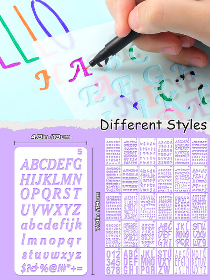 30 Pieces Letter Stencils for Painting 4 x 7 Inch Alphabet Reusable Plastic Numbers Font Templates for Journal Notebook, Diary, Scrapbook Decor Supplies
