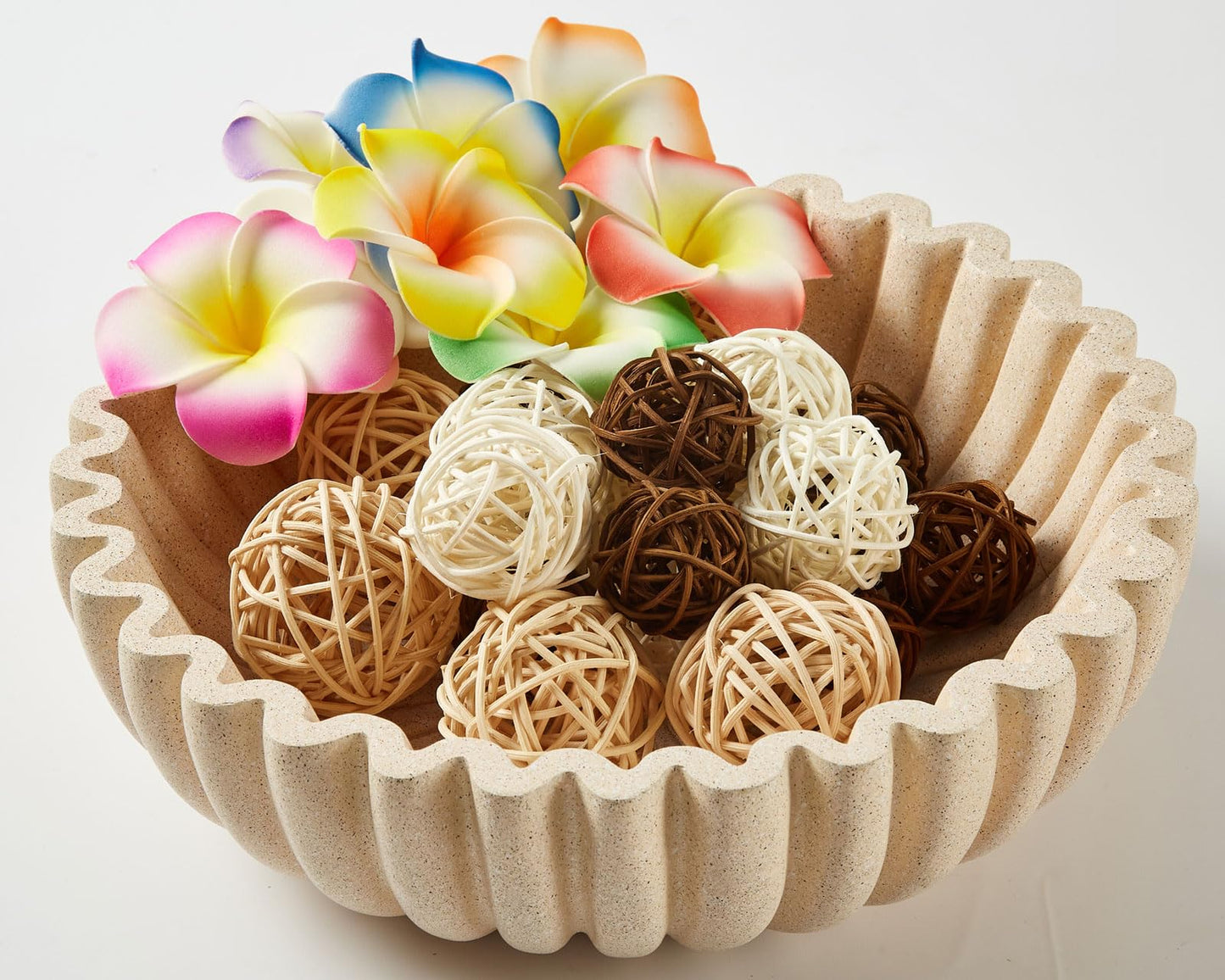 WVTANVW Ruffle Decor Large Decorative Bowl,fruit bowl kitchen stone bowl,bowl decor,Trendy home decor large Stylish Key Bowl for Entry Table