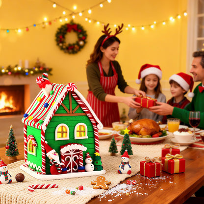 BeeChip Gingerbread House Ornament & Night Light, 6.3", Green