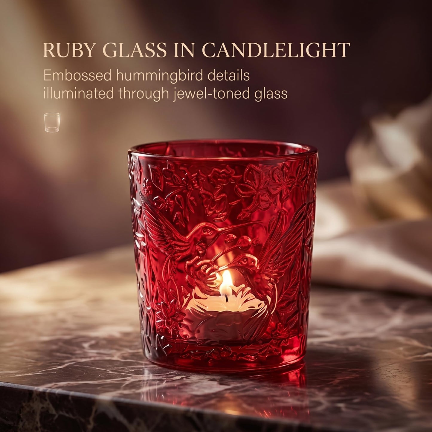 Ruby Red Hummingbird Tealight Holders, 6 Pack